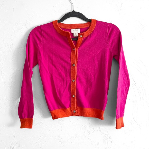 kate spade Other - KATE SPADE NEW YORK Girls Orange & Pink Jewel Button Cardigan Sweater Medium